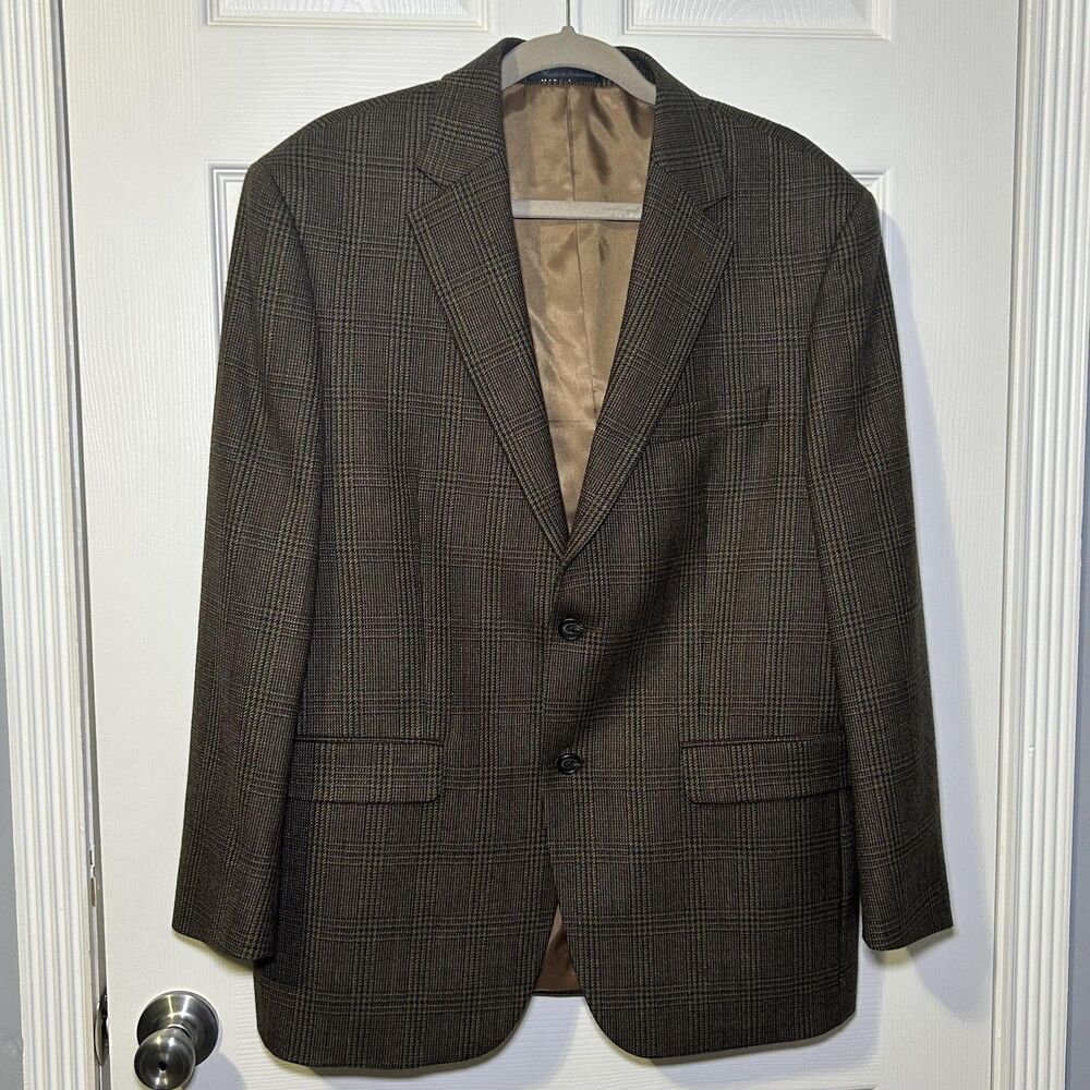 Lauren Ralph Lauren Sport Coat Blazer Men's Medium Brown Wool Check 2 Button 39S